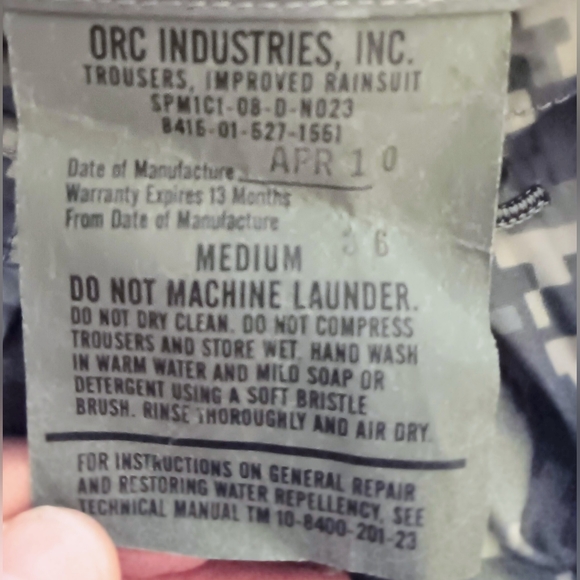 ORC Industries Improved Rainsuit Trousers Pant ACU Medium Unused condition - Picture 7 of 13